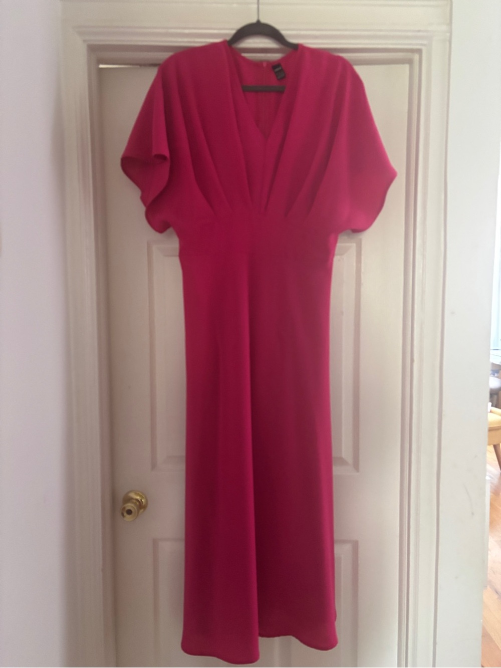 SHEIN Fuchsia V‑Neck Maxi Dress